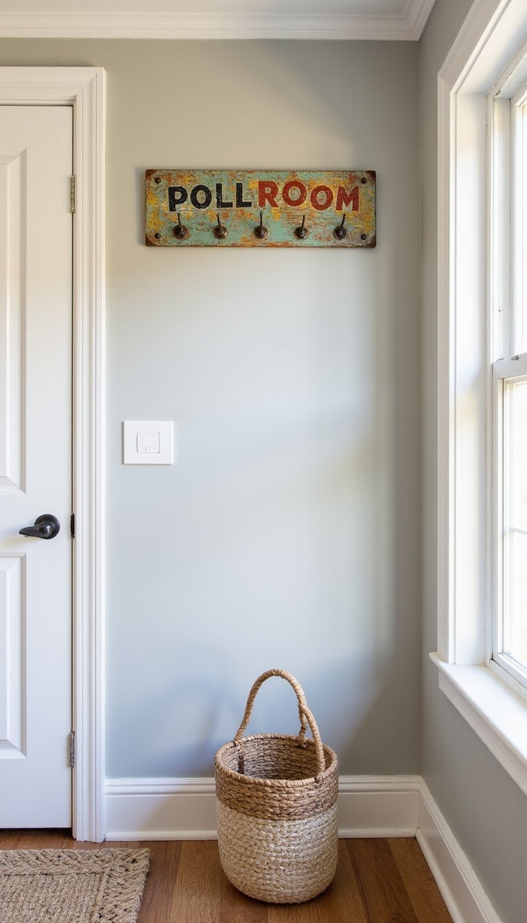 Tin Sign Coat Rack With Rustic Hooks