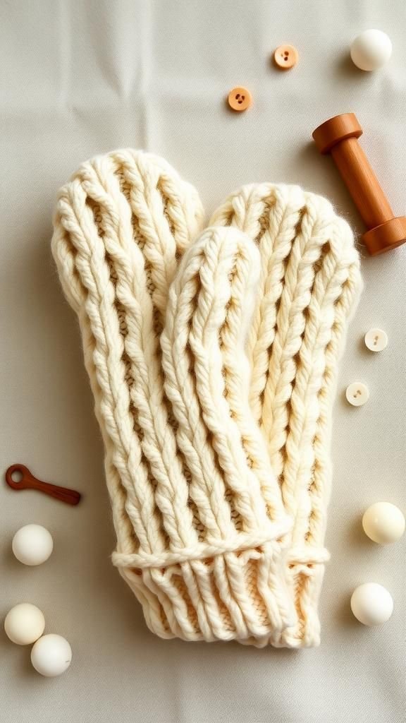 Cable-Knit Mittens With Cozy Fleece Lining