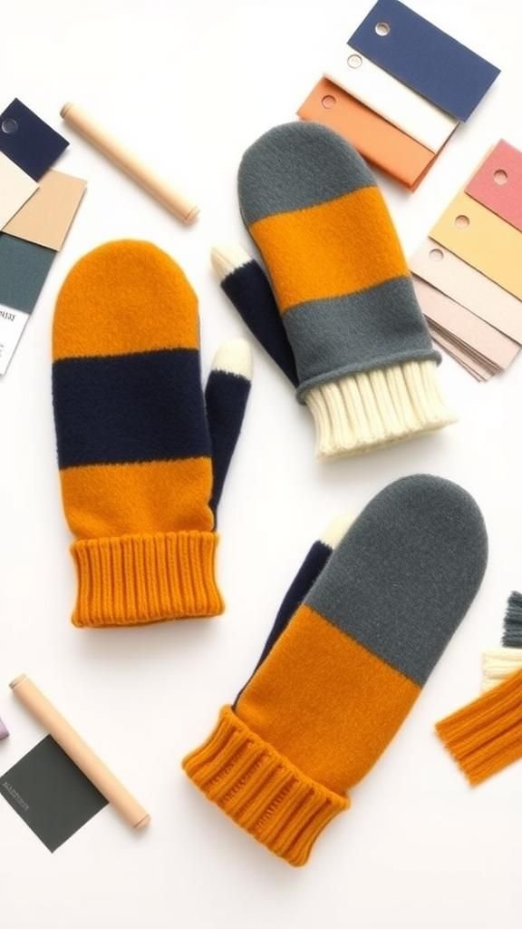 Color-Block Mittens From Mixed Sweater Panels