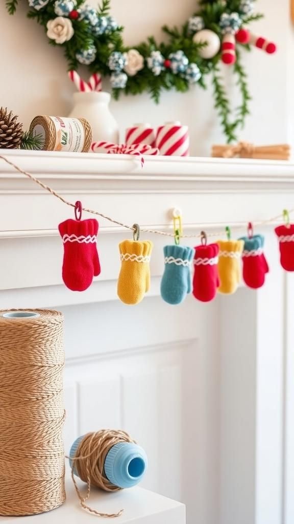 Mini Mitten Garland From Sweater Scraps