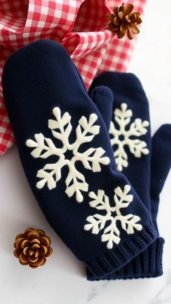Nordic Appliqué Mittens With Blanket Stitch Edges