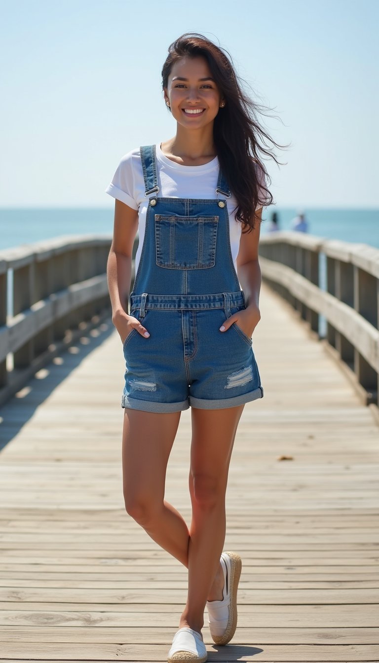Denim Overalls Shortened Into Playful Romper