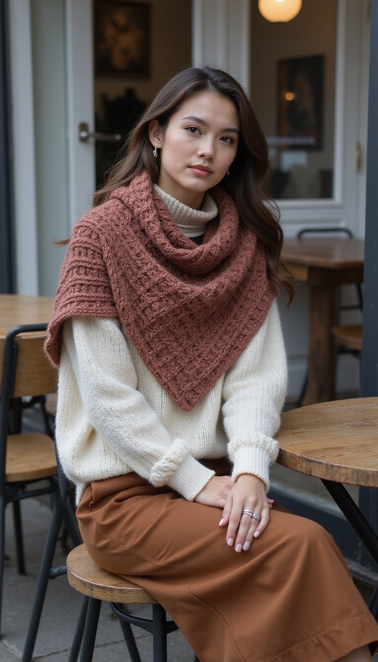Sweater Sleeve Scarf And Cozy Layered Look