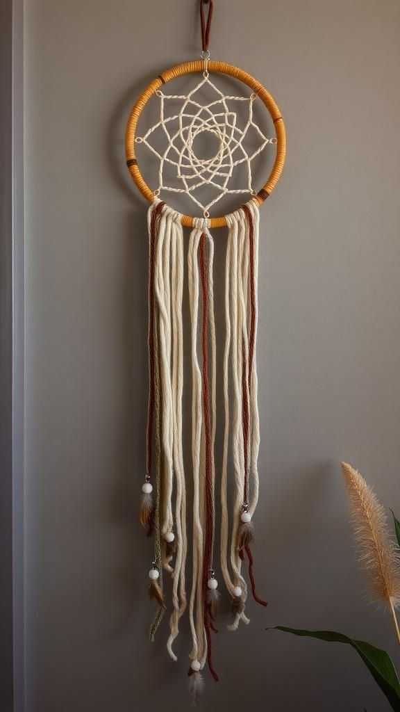 Dreamcatcher With Textured Yarn Web