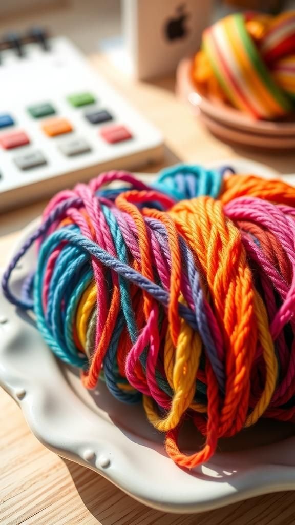 Friendship Bracelets In Scrap Yarn Palette