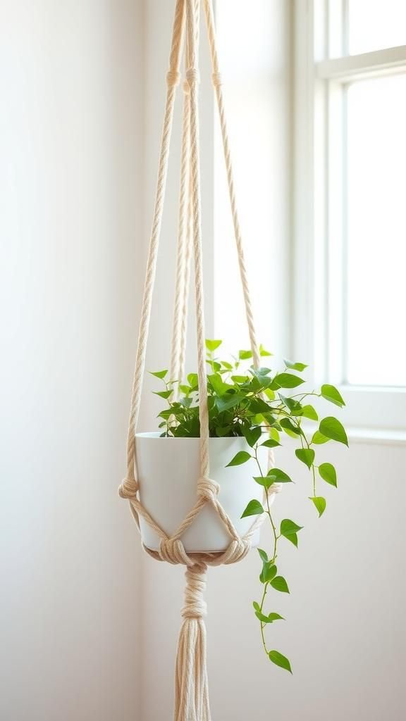 Macramé Plant Hanger From Yarn Offcuts
