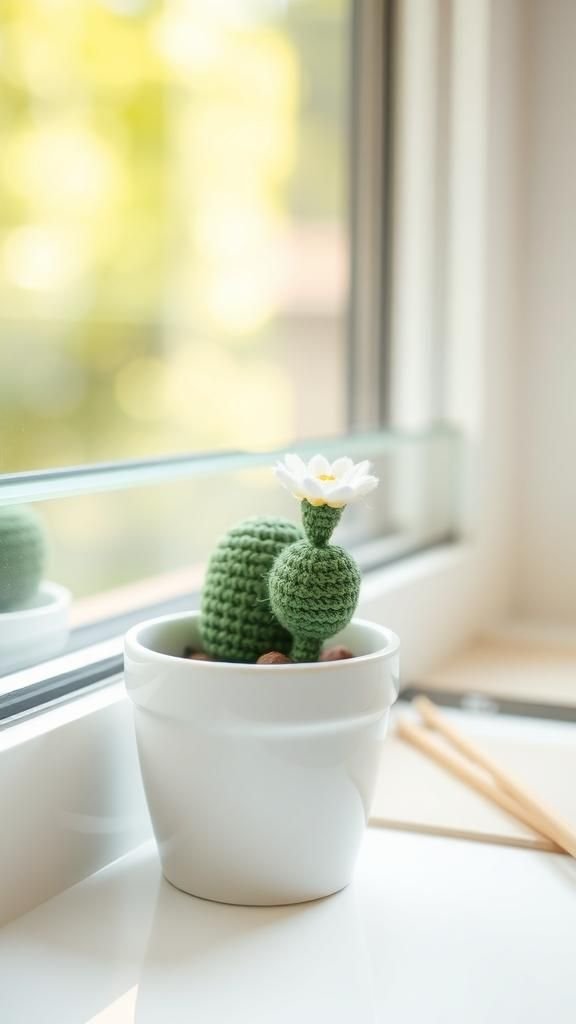 Mini Amigurumi Cactus In Tiny Pot