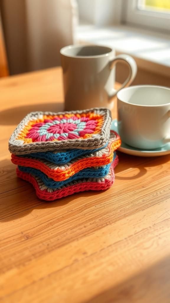 Patchwork Granny Square Coasters Set