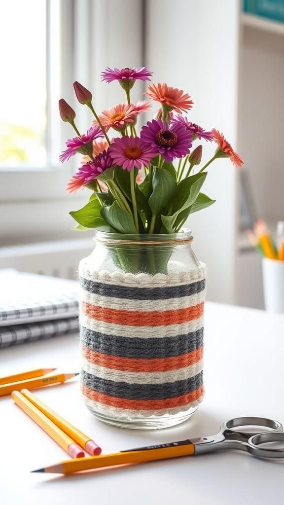 Striped Jar Sleeve Vase Or Pencil Cup