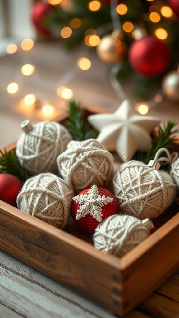 Yarn-Wrapped Holiday Ornaments Collection