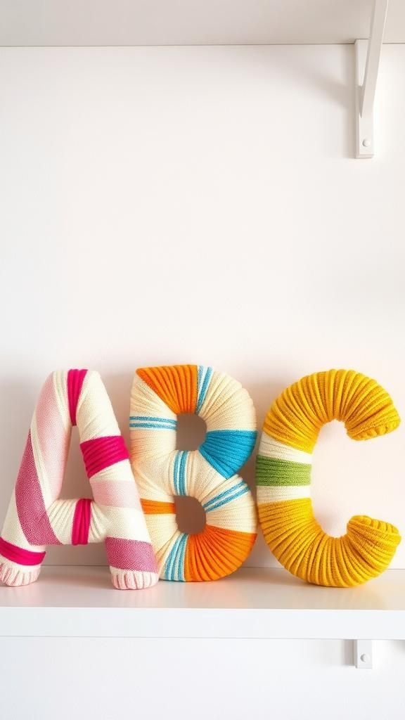 Yarn-Wrapped Monogram Letters For Shelves
