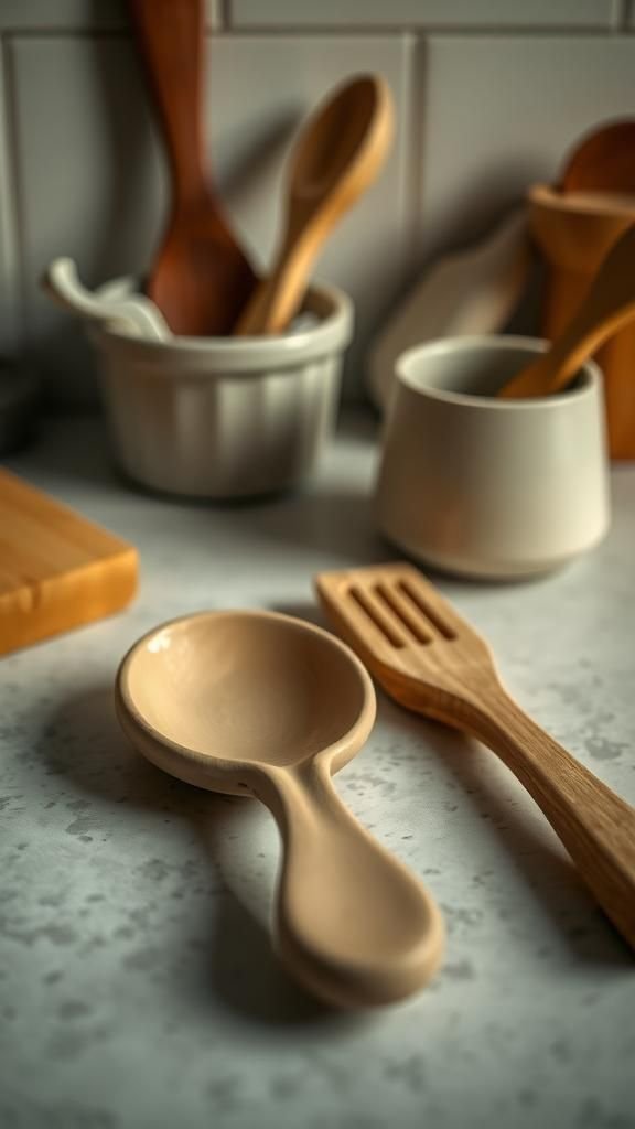 Sculpted spoon rest for quiet kitchen moments