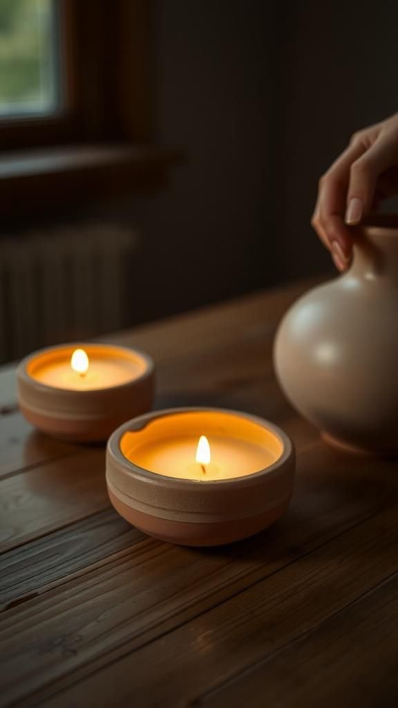 Simple candle holder with quiet presence