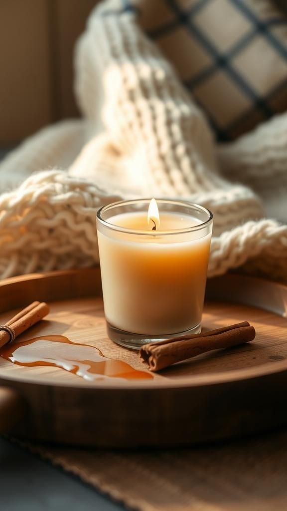 Cinnamon maple soy candle for cozy evenings