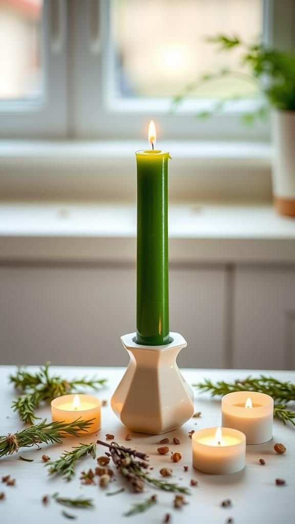 Herb garden taper inspired by kitchen windowsill