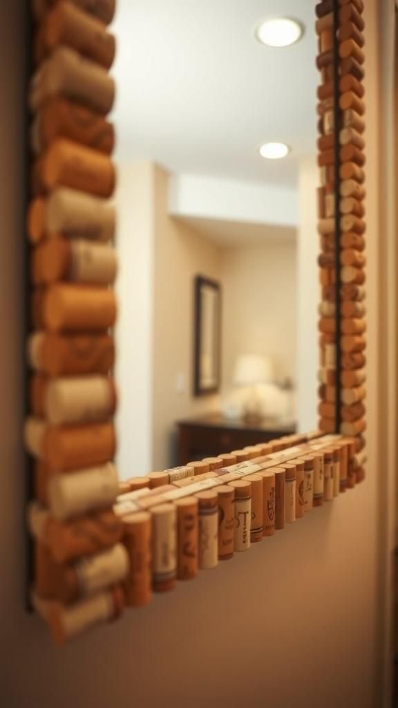 Cork framed mirror with tactile, soft border