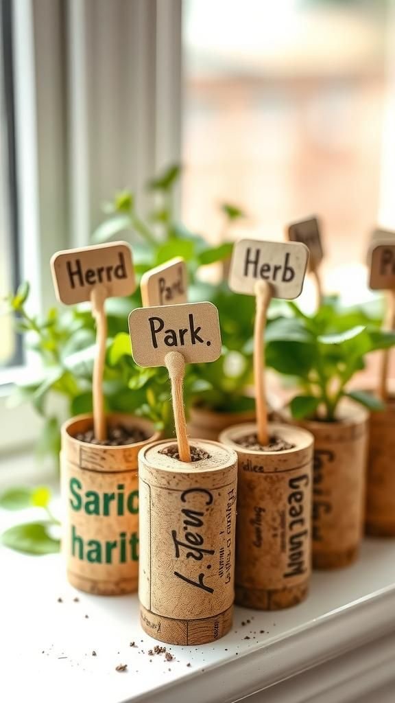 Cork plant markers for cheerful garden labeling