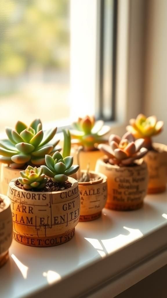 Mini cork planters for tiny succulents or cuttings