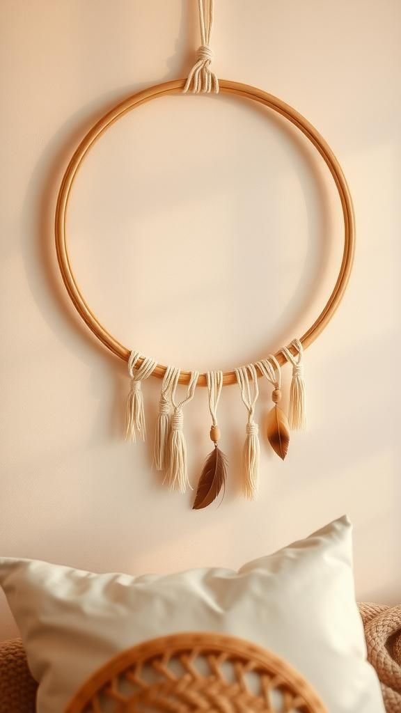 Boho hoop with bead details and soft fringe