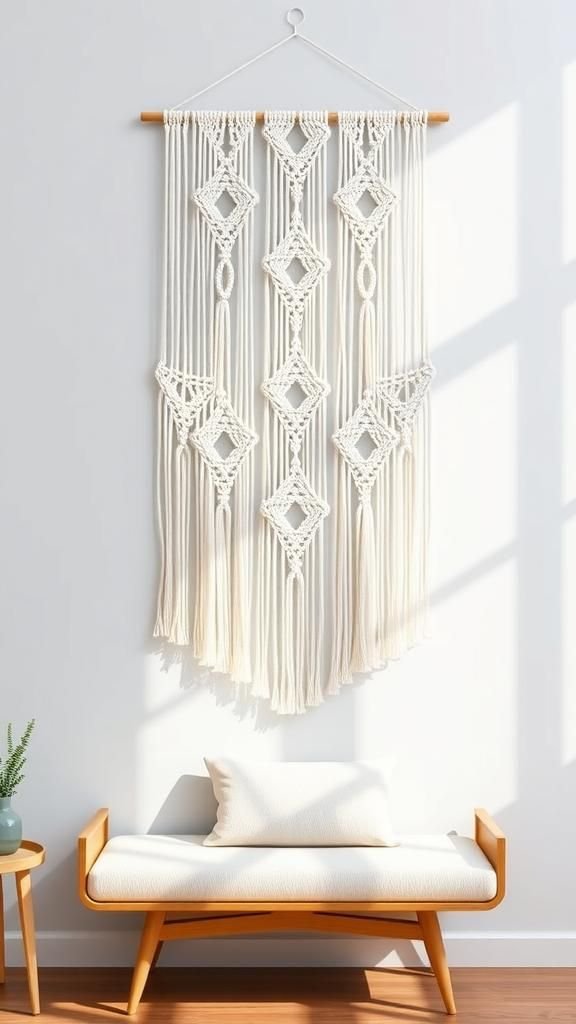 Geometric diamond macrame for a modern corner