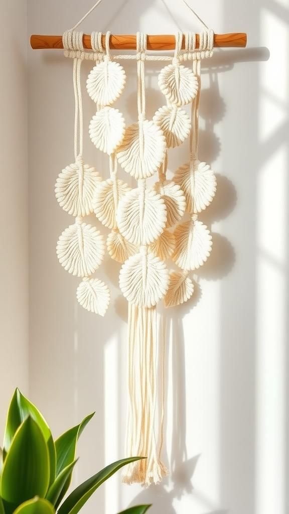 Leafy macrame panel that breathes green energy