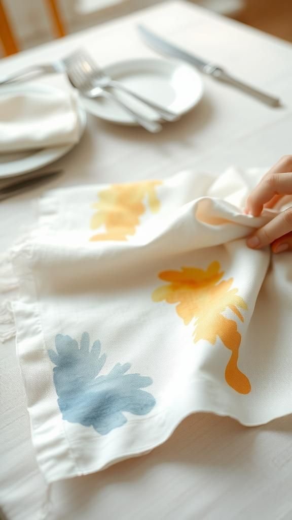 Hand-lettered napkins with watercolor wash accents