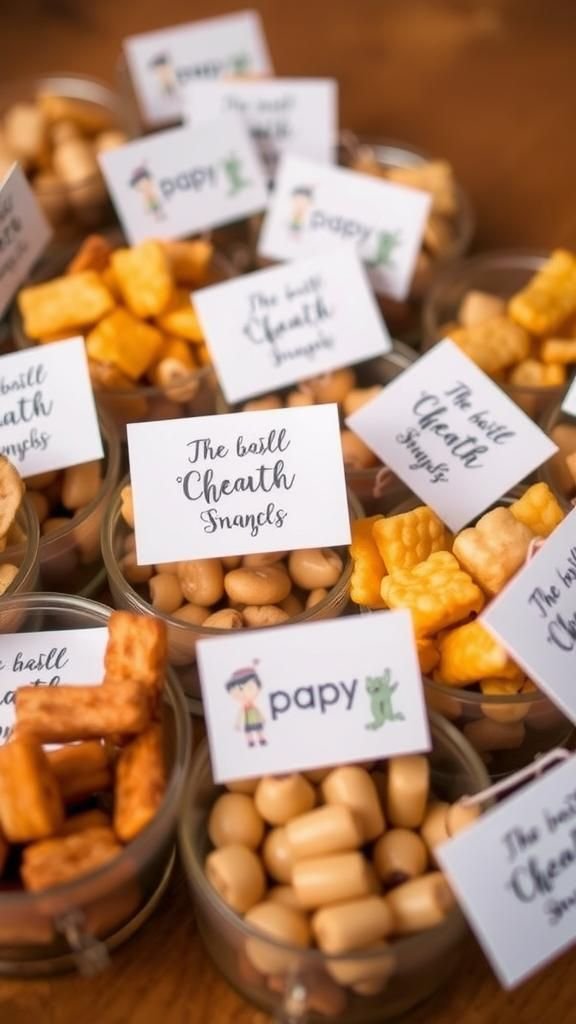 Personalized snack labels and charming table tags