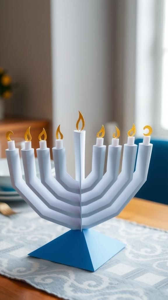 Accordion menorah that fans open on the table