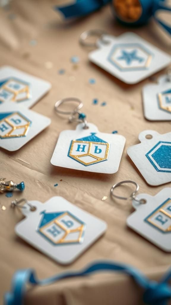 Dreidel-themed gift tags with playful flair
