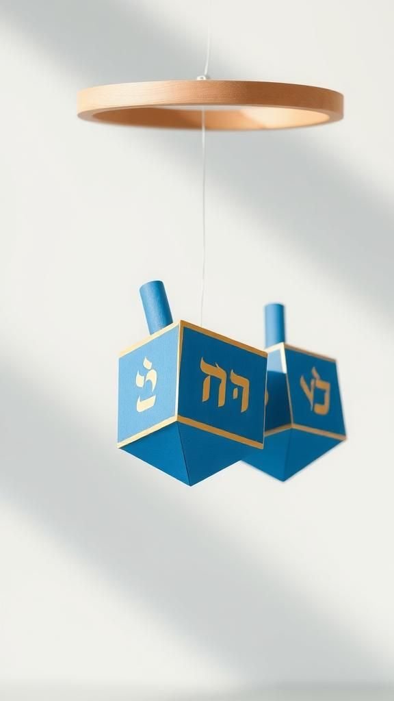 Paper dreidel mobile that quietly spins