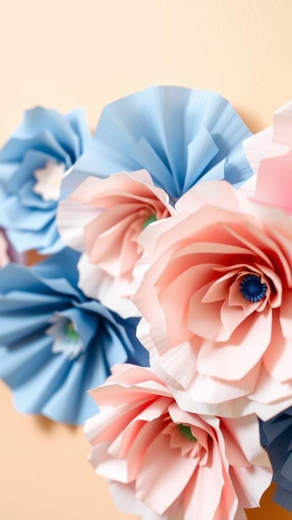 Paper rosettes with subtle Hanukkah color palette