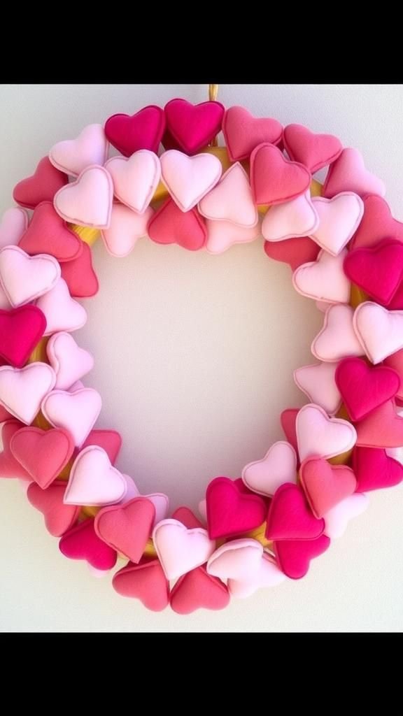 Felt hearts in ombré shades strung together