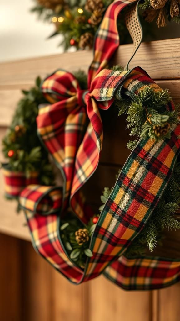 Plaid ribbon heart with cozy flannel undertones