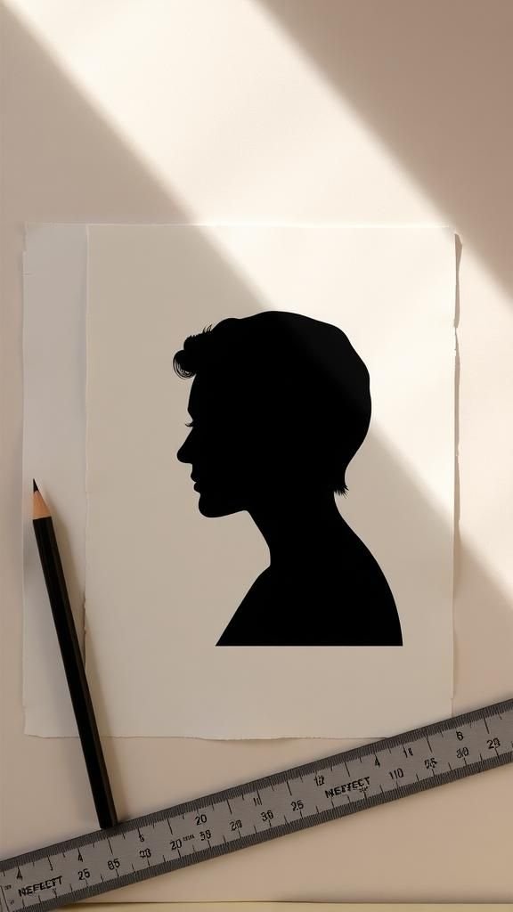 A silhouette photograph printed on textured paper