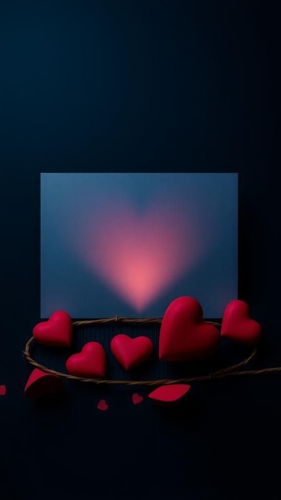 Layered vellum with moonlit silhouette hearts