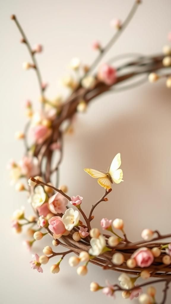 Butterfly accents perched among tiny florals