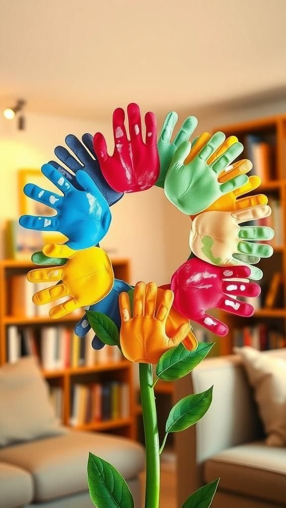 Children's handprint flower wreath keepsake idea