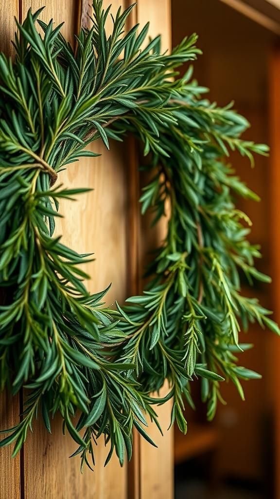Herb-scented rosemary and thyme circular bouquet