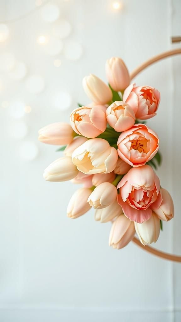 Soft pastel tulip and ranunculus cluster