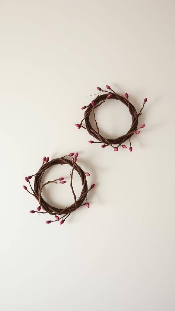 Tiny budded grapevine mini wreath trio