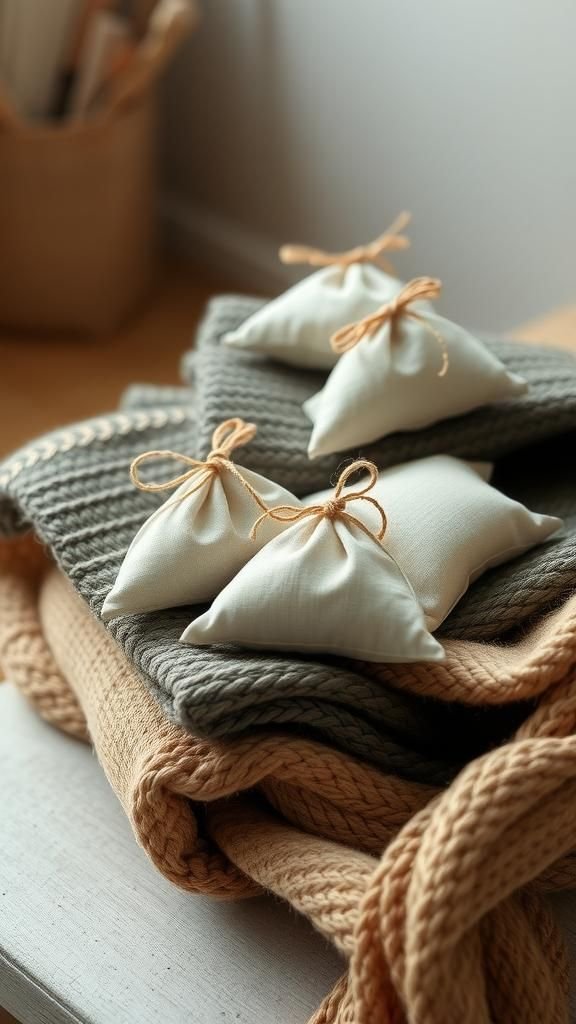 Cedar sachets to scent a linen drawer