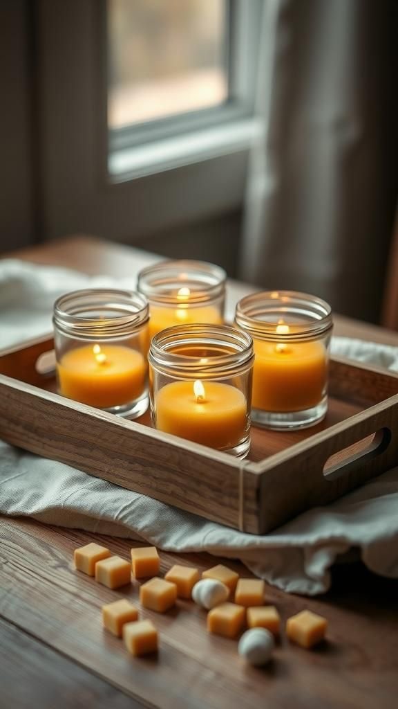 Hand-poured beeswax votives with rustic charm