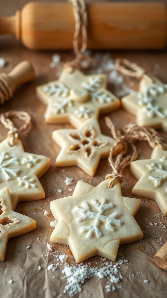 Salt dough ornaments with hand-sketched designs
