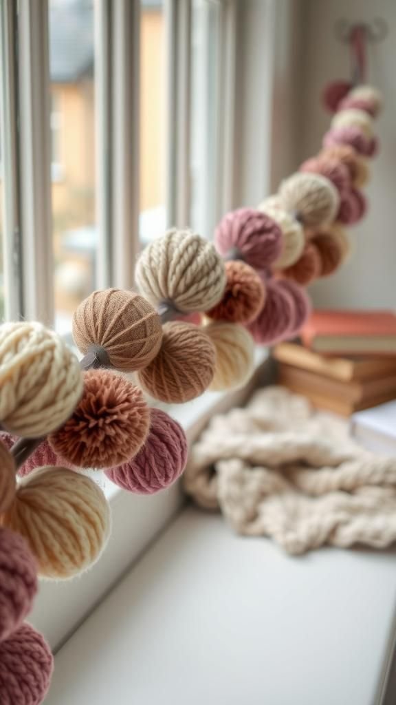 Wool pompom garlands for playful texture