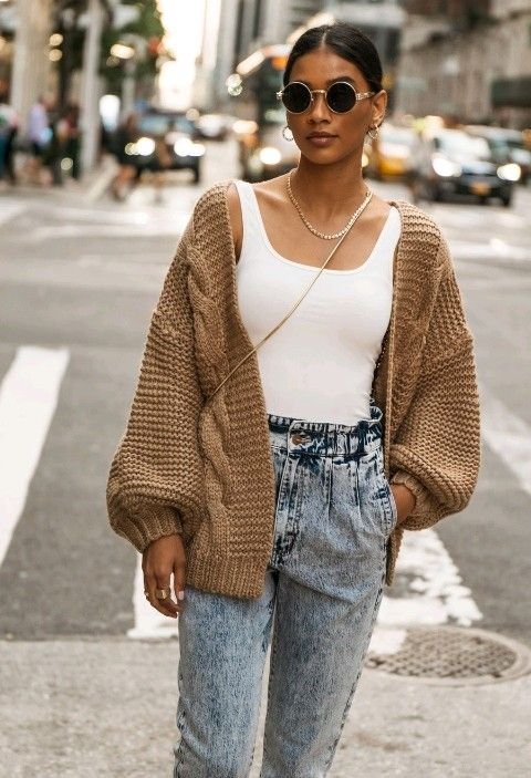 Visual de cardigan. Look cardigan. - look cardigan com botões