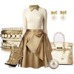 conjunto de saia dourada