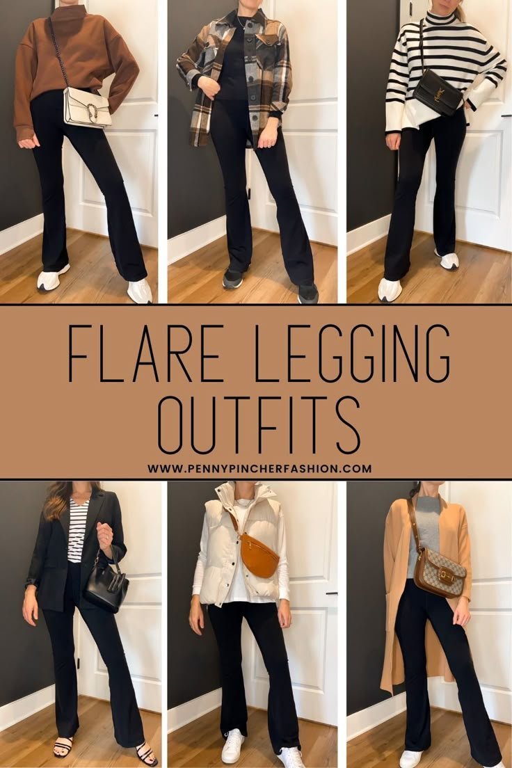 conjunto de leggings flare marrom