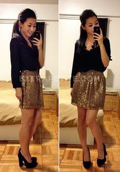 58 ideias para o Ano Novo :) | estilo, moda, looks 58 ideias para o Ano Novo :) | estilo, moda, looks - look com saia dourada