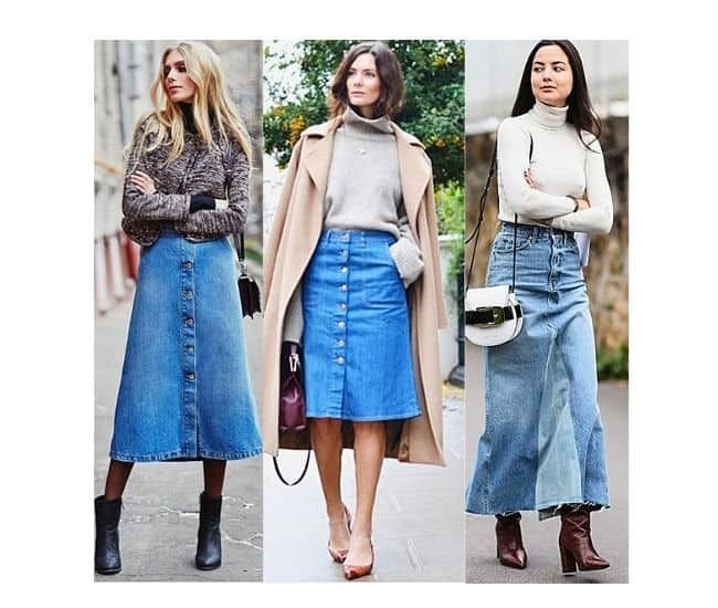 ¿Qué usar REALMENTE con una falda vaquera larga en 2024? *¡32 outfits! ¿Qué llevar con una falda vaquera larga en 2024? *32 looks! - Conjuntos de falda vaquera para invierno