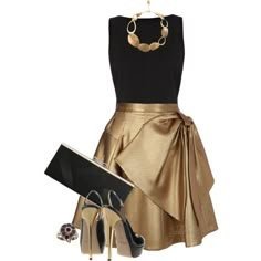 conjunto de saia dourada